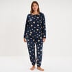 Ensemble velours pyjama t-shirt pantalon bleu gris femme grande taille