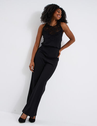 Combinaison pantalon avec dentelle noir femme