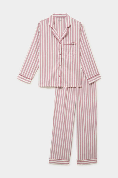 Ensemble pyjama chemise manches longues rose nude femme