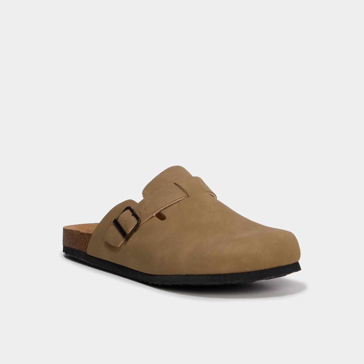 Mules plates marron cognac homme