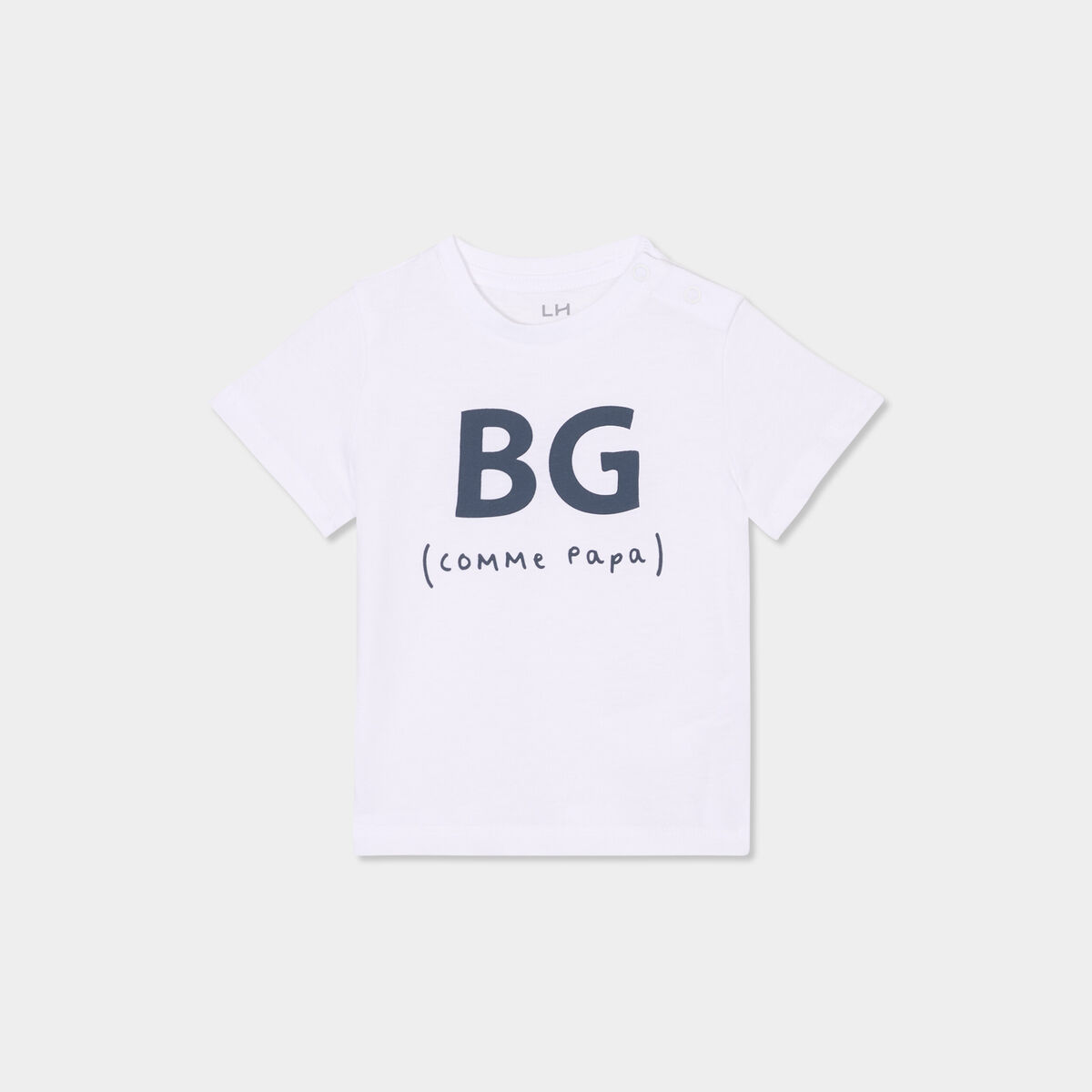T-shirt col rond manches courtes coton blanc b&eacute;b&eacute; gar&ccedil;on