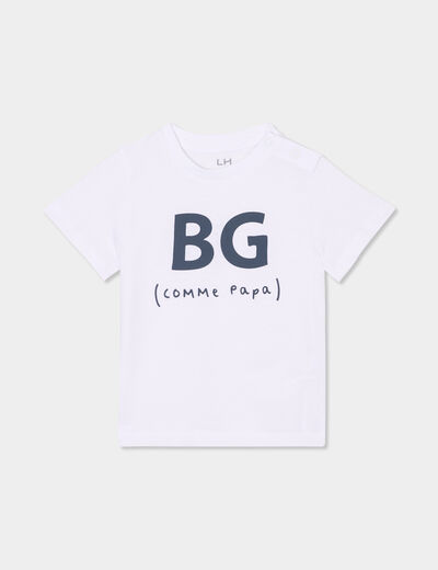T-shirt col rond manches courtes coton blanc bébé garçon