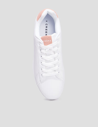 Tennis basses à lacets bout rond rose femme