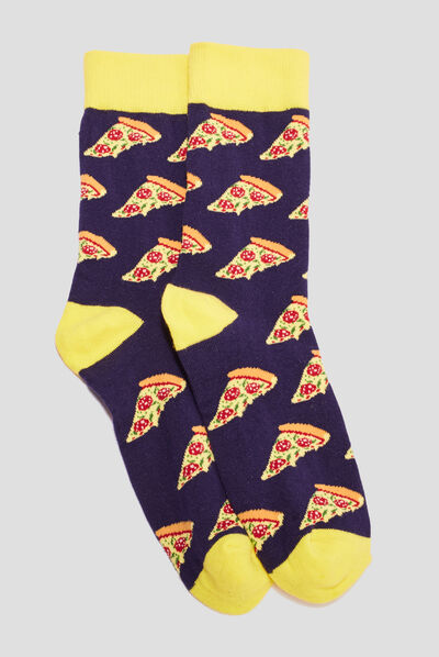 Chaussettes à motifs Pizza multicolore homme
