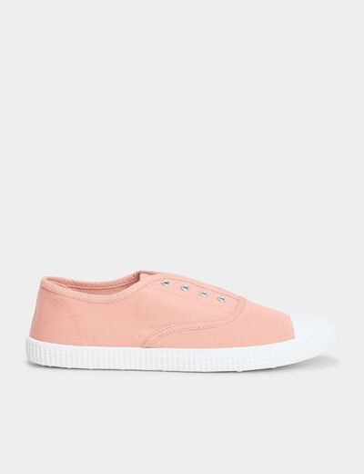 Tennis basses en toile à enfiler rose clair femme