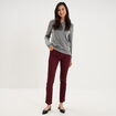 Pull col rond manches longues gris femme