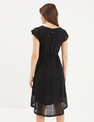 Robe dentelle midi évasée Liberto noir femme