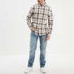 Chemise droite manches retroussées beige homme