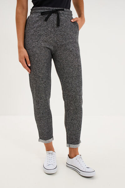 Pantalon jogging taille haute gris femme