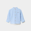 Chemise col mao en gaze de coton bleu pastel b&eacute;b&eacute; gar&ccedil;on