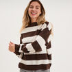 Pull col rond avec manches longues ecru femme