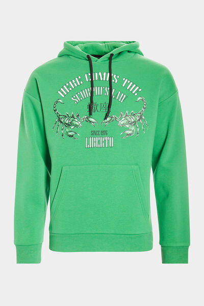 Sweat à capuche hoodie vert homme