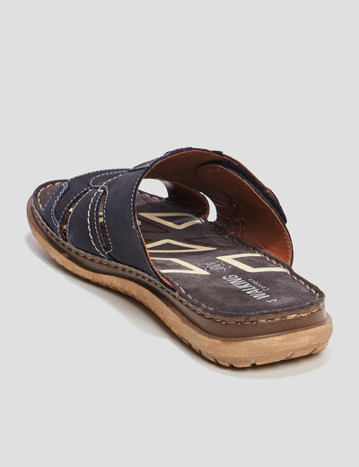 Mules à scratch en cuir bleu marine homme