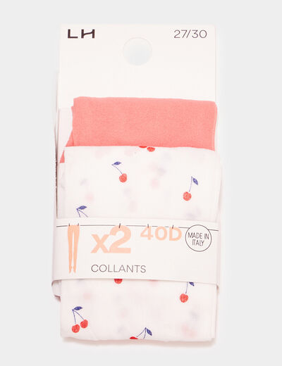 Lot 2 paires collants orange corail fille