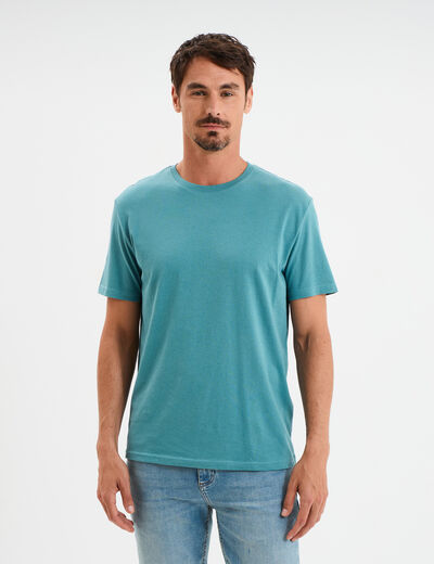 T-shirt en coton manches courtes bleu pétrole homme