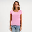 T-shirt coton col rond manches courtes rose femme