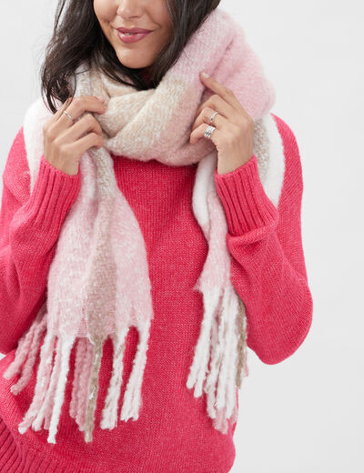 Écharpe à franges rose clair femme