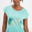 Chemise de nuit manches courtes coton bleu turquoise femme