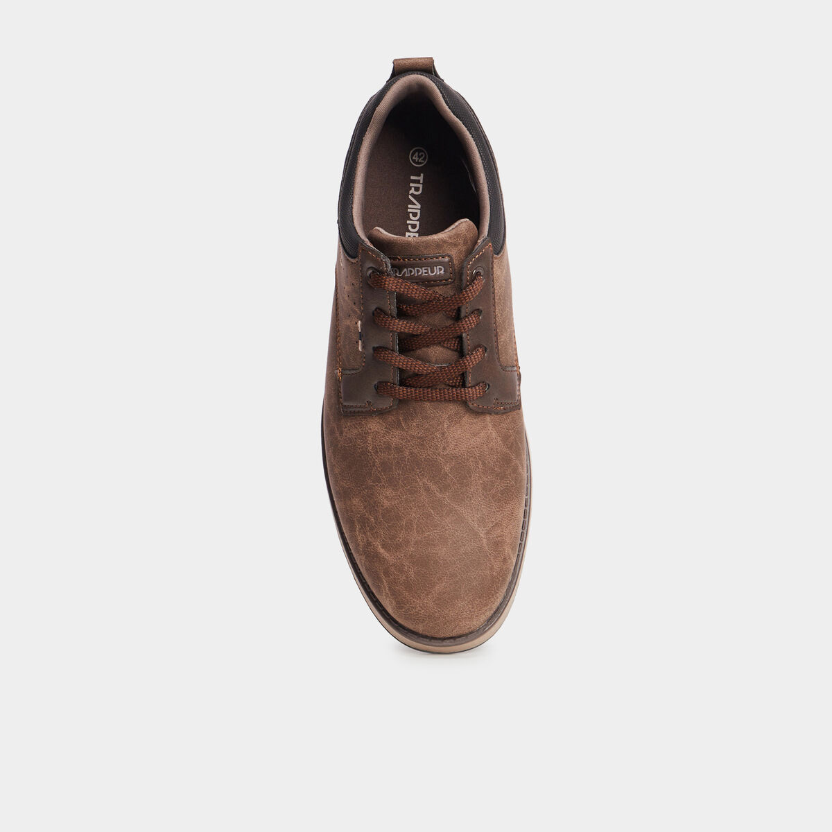 Derbies &agrave; lacets effet similicuir marron homme