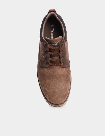Derbies &agrave; lacets effet similicuir marron homme