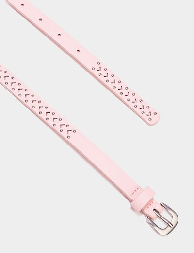 Ceinture perforée à clous rose clair mixte