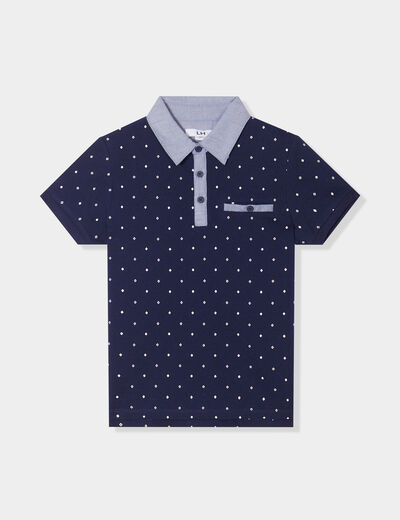 Polo manches courtes 1 poche bleu marine garçon