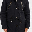 Parka cintr&eacute;e &agrave; capuche fourr&eacute;e amovible noir femme