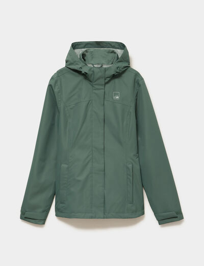 Coupe-vent imperm&eacute;able &agrave; capuche vert kaki femme