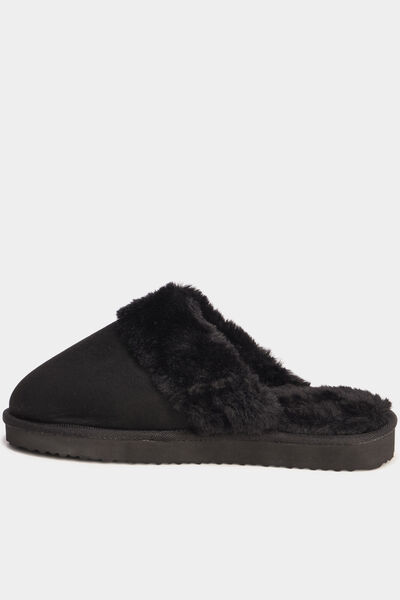 Chaussons mules fourr&eacute;s noir femme