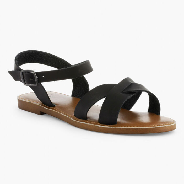 Sandales à lanières unies femme noir
