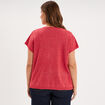 Gilet manches courtes col en V rose cerise femme grande taille