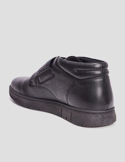 Boots à scratch en cuir noir homme