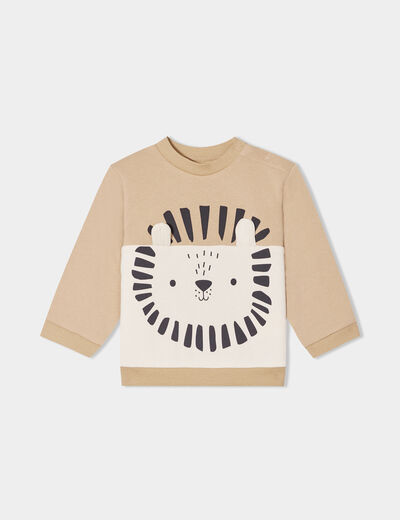 Sweat col rond manches longues coton gris foncé bébé garçon