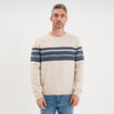 Pull jacquard col rond manches longues beige homme