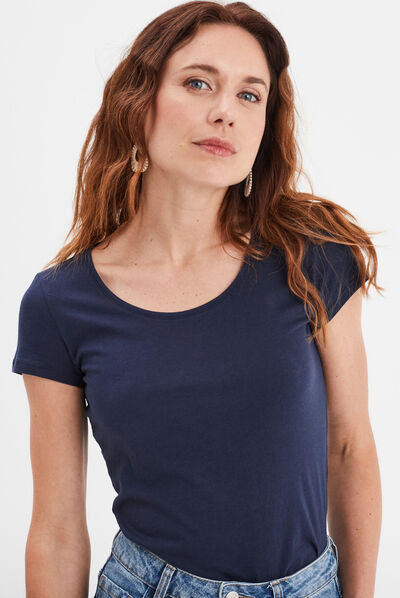 T-shirt manches courtes bleu marine femme