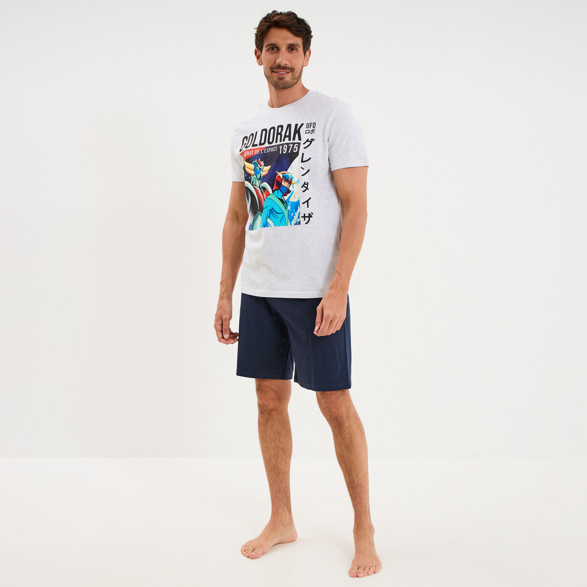 Ensemble pyjama short t-shirt Goldorak gris clair homme