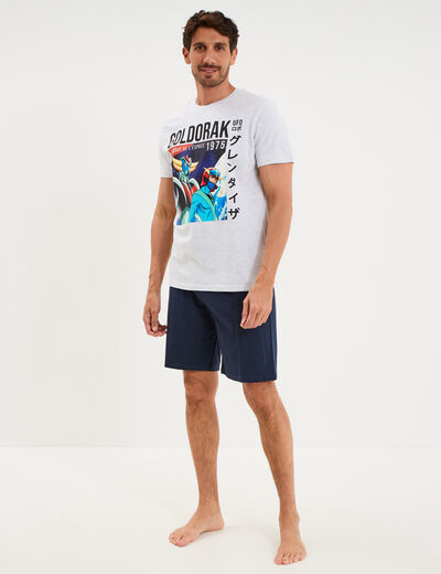 Ensemble pyjama short t-shirt Goldorak gris clair homme