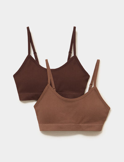 Lot 2 brassi&egrave;res padd&eacute;es marron femme