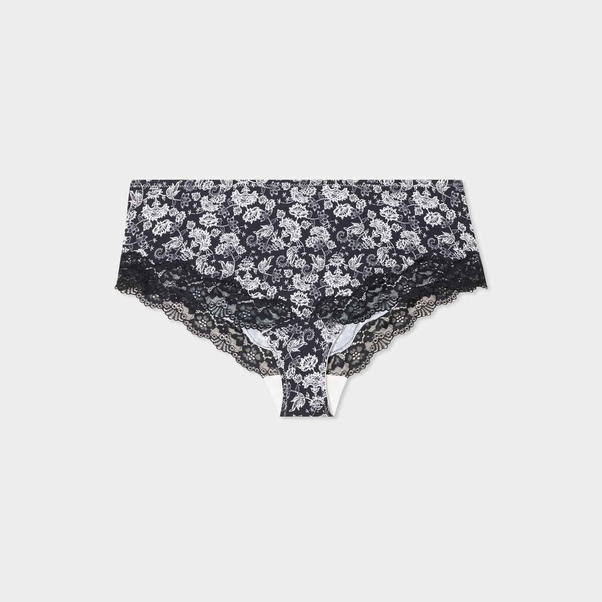 Shorty microfibre empi&egrave;cements dentelle noir femme grande taille