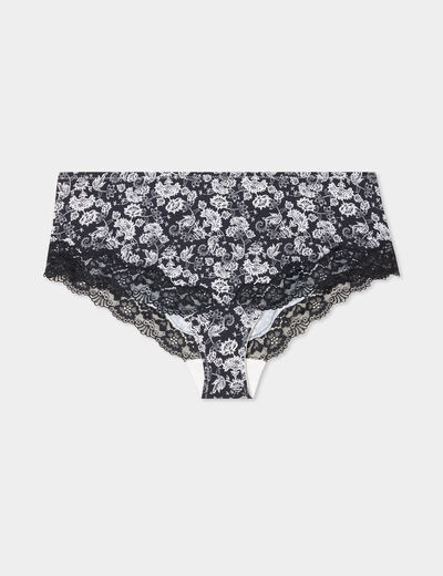Shorty microfibre empi&egrave;cements dentelle noir femme grande taille