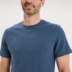 T-shirt textur&eacute; droit col rond coton bleu gris homme