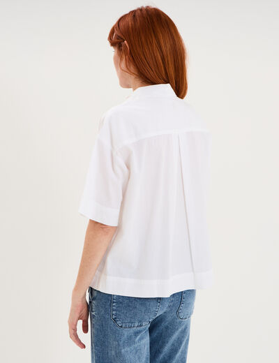 Chemise courte manches courtes coton blanc femme