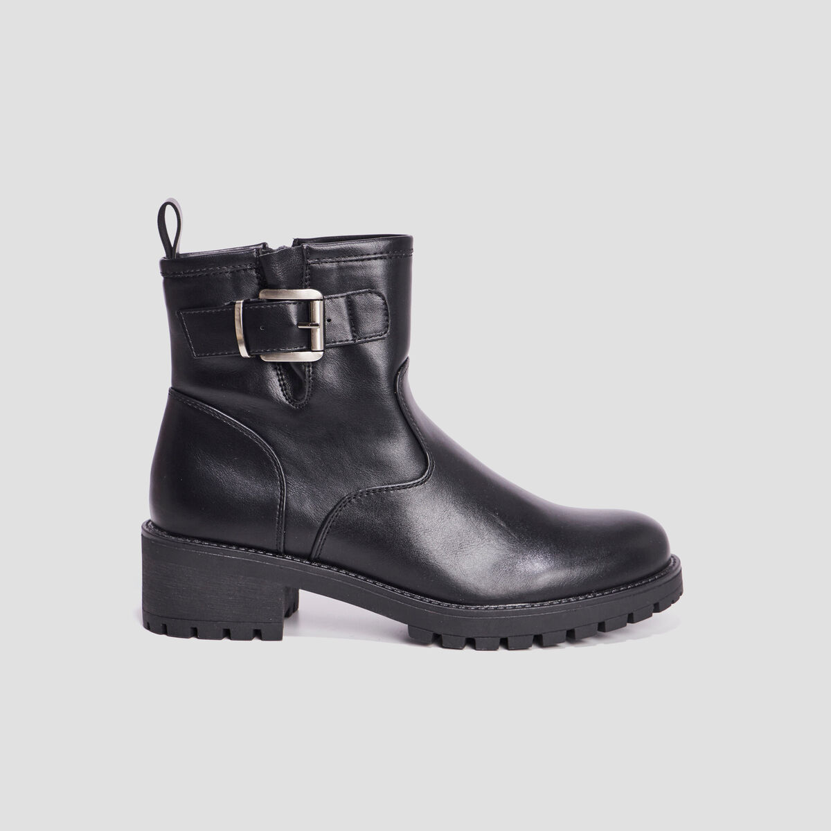 Bottines ranger avec boucles noir femme