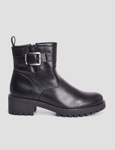 Bottines ranger avec boucles noir femme