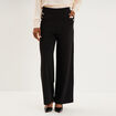 Pantalon &agrave; ponts flare effet cr&ecirc;pe noir femme