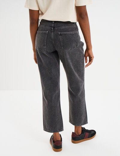 Jeans droit 7/8ème coton denim gris femme