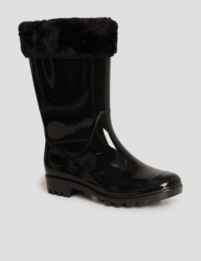 Bottes de pluie fourrées noir femme