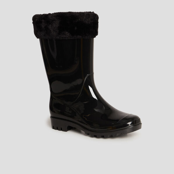 bottes de pluie fourrees noir femme Bottes de pluie fourrées noir femme