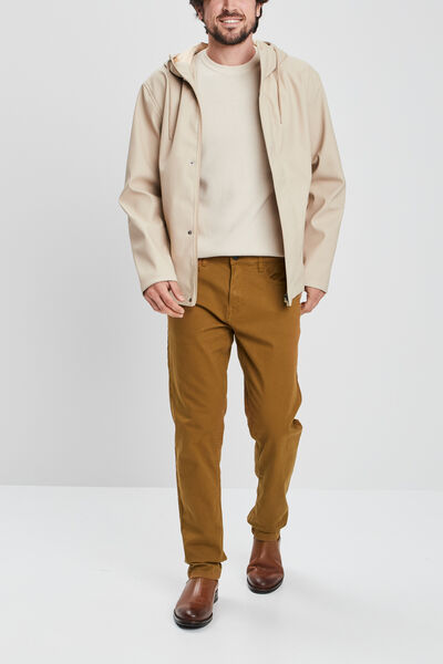 Pull en maille textur&eacute;e col rond creme homme
