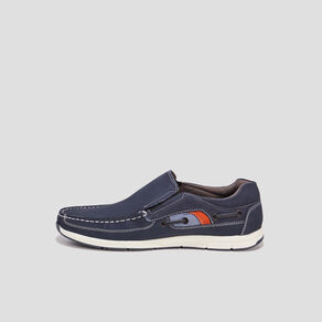 Chaussures bateau en cuir Trappeur bleu homme